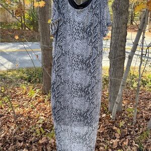 No Boundaries Black and White Snake Print Maxi Dress